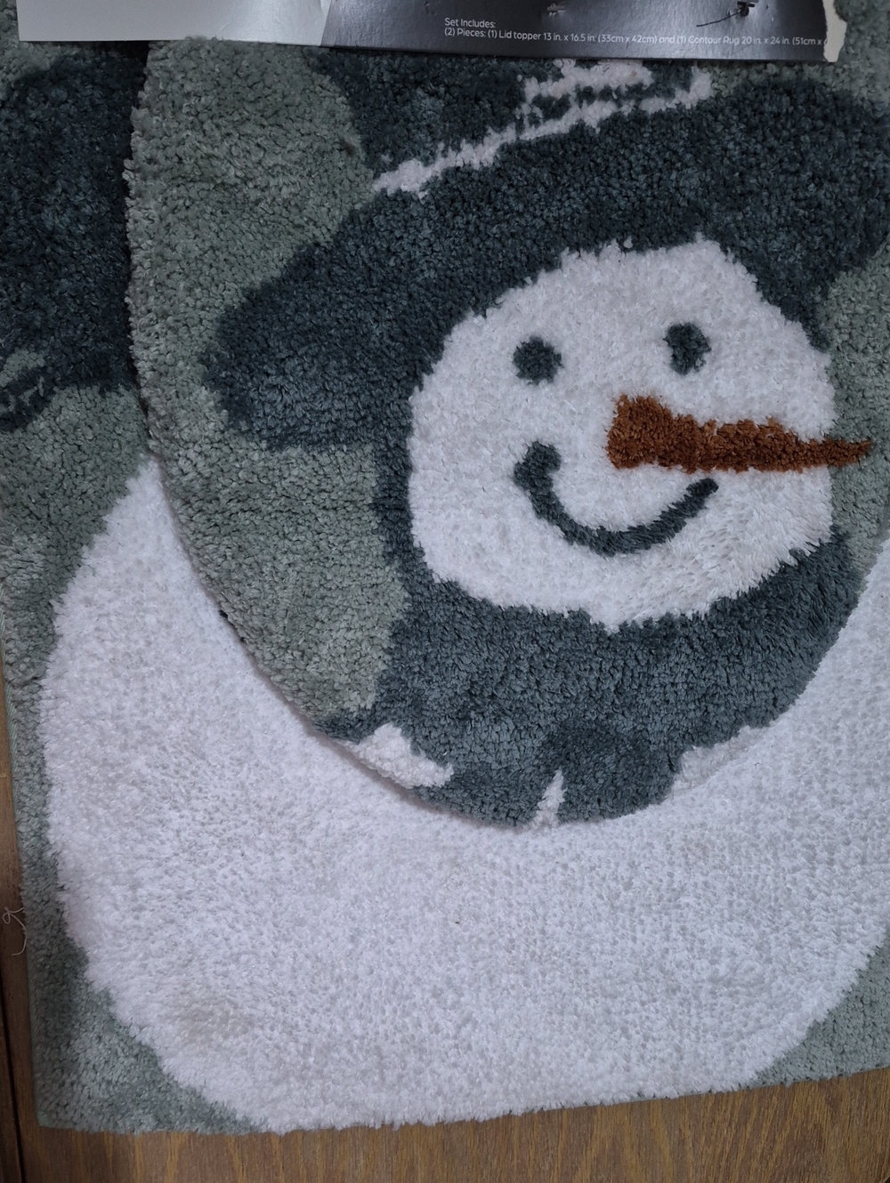 New Snowman Bath Rug Set - White and Gray Holiday Bathroom Accent